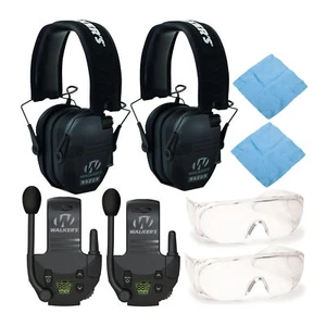 Walker’s Razor Shooting Muffs (Black) 2-Pack w Walkie Talkies & OTG Glasses - Picture 1 of 6