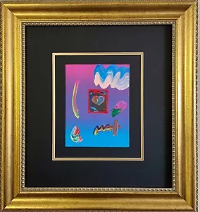 Peter Max ""Black Series Heart"" GERAHMT handsigniert Pop Art ORIGINAL GEMISCHTE MEDIEN - Bild 1 von 4
