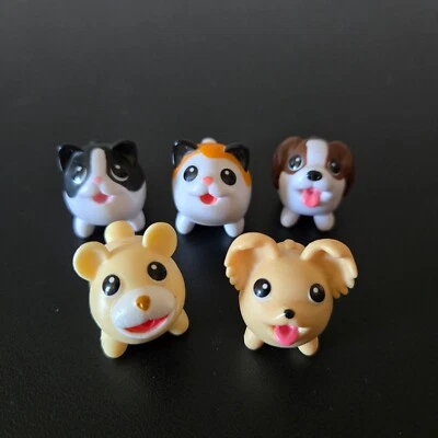Chubby Puppies & Friends Minis Figures Cats Dogs Lot of 5 Hard Plastic ~1" - Image 1 of 4