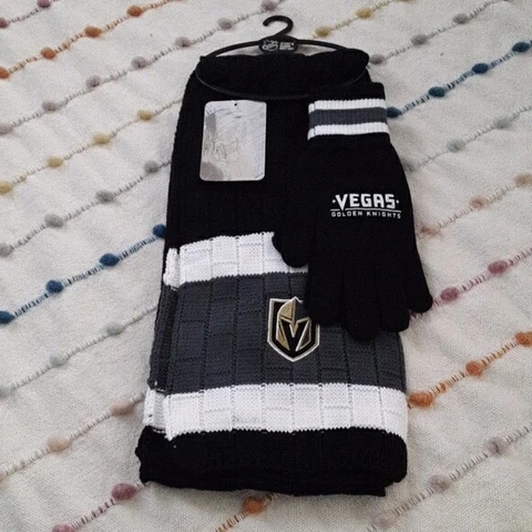 NHL Vegas Golden Knights Knit scarf and Gloves Gift set -Officially Licensed New Cover
