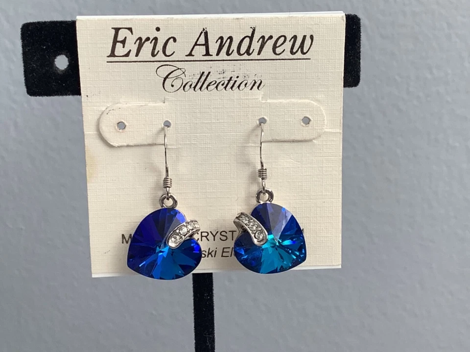 PENDIENTES CORAZÓN AZUL ZAFIRO ESTERLINA Y SWAROVSKI FIRMADOS ERIC ANDREW NUEVOS CON ETIQUETAS SIN RESERVA Foto 1 de 4