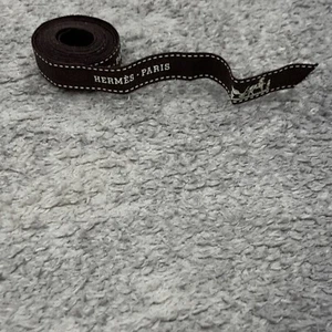 Classic Brown White Hermes Packaging Ribbon 36" - Picture 1 of 3