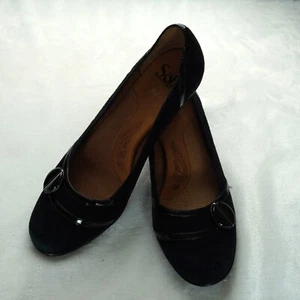 Söfft Black Suede Heels Size 8 Leather Comfort Shoes Buckle Detail Workwear - Picture 1 of 14