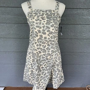 Abercrombie Kids Cheetah Print A-Line Mini Dress NWT Sleeveless Strap Grey 17/18 - Picture 1 of 9