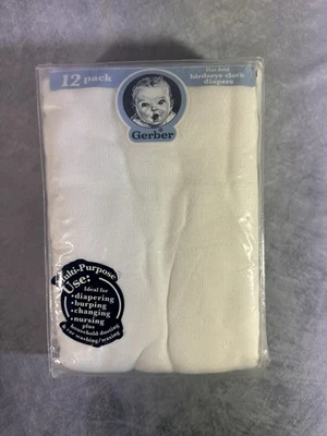 Pañales vintage GERBER 12 preplegados tela tejida ojo de pájaro 100 % algodón nuevos años 90 Foto 1 de 3