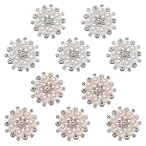 Rhinestone Buttons Crystal Glass Stone Pearl Flower Buttons Sewing Buttons - Picture 1 of 12