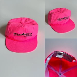 90s vintage Beckers San Diego,California pink snapback Nissin cap hat - Picture 1 of 10