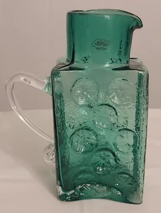 MCM Blenko SEAFOAM grün JOEL MYERS Kunstglas PINWHEELS Zitronenblock Deko KRUG - Bild 1 von 7