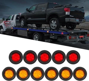 2 Inch Round LED Trailer Lights, 11PCS Amber and Red Marker Light RED - Picture 1 of 6