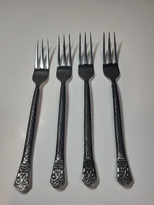4x Tenedores de Cena Ajuste Gourmet AVALON Negro Martillado GS 18/10 Platería - Imagen 1 de 4