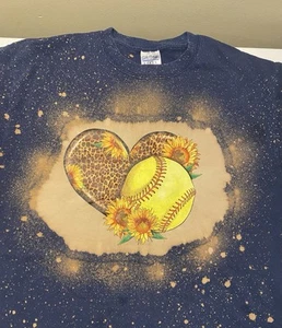 Softball Women’s Bleached Graphic T Shirt Med - Picture 1 of 1