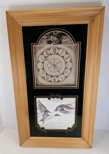 Vintage Wood Wall Clock Flying Ducks Scene-Hunter/Farmhouse Decor - Picture 1 of 10