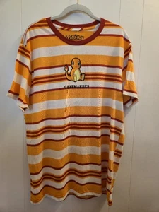 Pokemon Charmander XL Orange Stripes T-shirt Tee Cotton Poly NEW! Young Adult - Picture 1 of 7