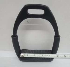 HORSE FLEXIBLE SAFETY BLACK STIRRUP (4’’) RIDING BENDY IRON Steel 4 INCH - Picture 1 of 6