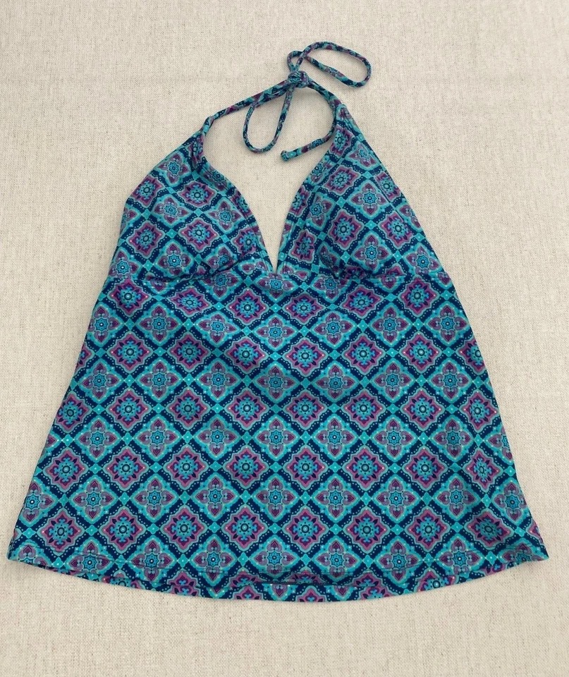 Converse One Star Tankini Top & Bottom Set Womens XL/Large Blue Print Tie Up - Image 1 of 4