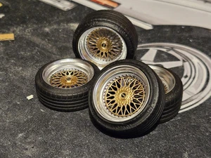 1/18 scale 18 inch BBS RS staggered 3d Printed wheels stretched tyres diecast - Picture 1 of 7