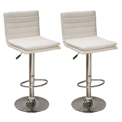 AmeriHome BS43WSET Modern Ripple Back Bar Stool - 2 Piece White - Image 1 of 3