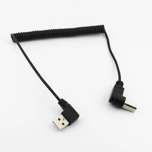 USB 2.0 B Male Right Angle to A Right Angle Male Spiral Coiled Printer Cable 5ft - Picture 1 of 7