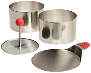 Round Food Molding Set 3.5 By 2.1inches High 4piece Set Includes 2 Rings Fitted - Picture 1 of 7