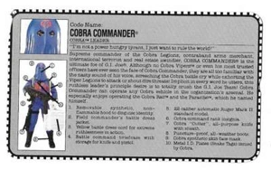 1992 Cobra Commander v1 12" Hall Of Fame TARJETA DE ARCHIVO tarjeta de archivo original GI Joe JTC - Imagen 1 de 2