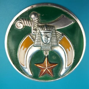 RUND, MEHRFARBIG 2,67" SHRINER METALL AUTO EMBLEM VINTAGE - Bild 1 von 6