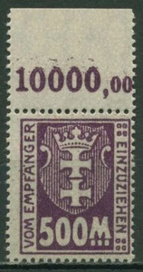 Marca de puerto Gdansk 1923 escudo de armas pequeño WZ X con borde superior, P 25 X OR sin usar - Imagen 1 de 1