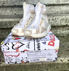 DOLCE & GABBANA Shoes White Sorrento High Top Trekking Sneakers EU37.5 / US7 - Picture 1 of 12