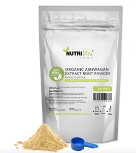 100g (3.5oz) 100% Pure Organic Ashwagandha Root Powder Withania Indian Ginseng - Foto 1 di 2