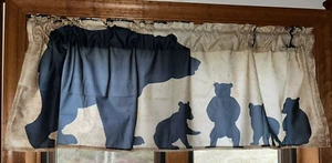 Rustic Brown Bear Print Valance-Easy Install Rod Pocket Kitchen Curtain 54x18 in - Picture 1 of 3
