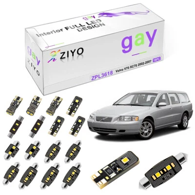 Комплект из 16 роскошных ксеноновых белых светодиодных ламп для салона Volvo V70 XC70 2002-2007 - Изображение 1 из 4