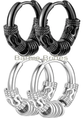 Pendientes de aro de Halloween hipoalergénicos unisex vikingos círculo punk de acero de titanio Foto 1 de 4