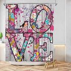Love Shower Curtain Romantic Bathroom Curtain Colorful Graffiti Shower Curtai...