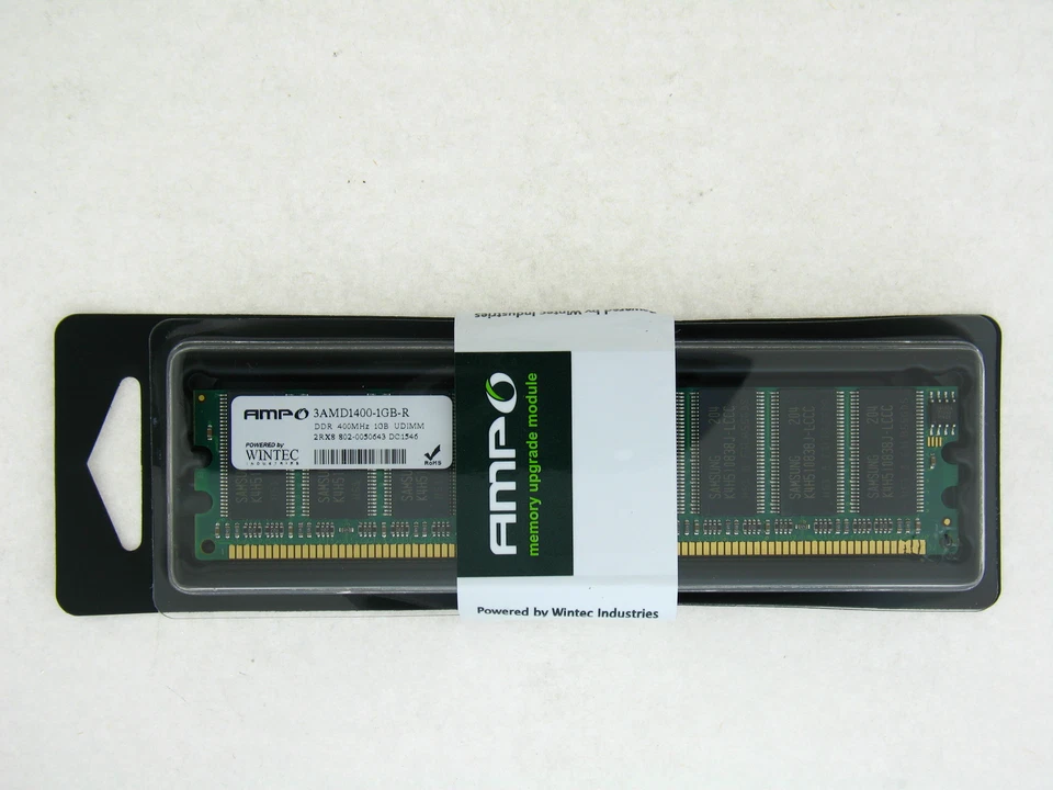 AMPO/WINTEC 3AMD1400-1GB-R 1GB DDR1 400MHZ NON ECC UDIMM 2RX8 - Image 1 of 1
