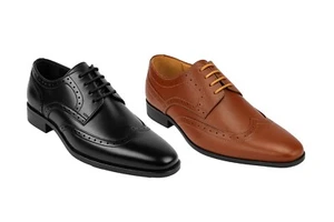 Boys Designer Lace Up Leather Brogue shoes Wedding Communion Prom Formal Brogues - Picture 1 of 10