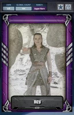 Topps Star Wars Card Trader 2020 Galaxy Greatest TLJ Purple Rey 104cc SR - Image 1 of 2