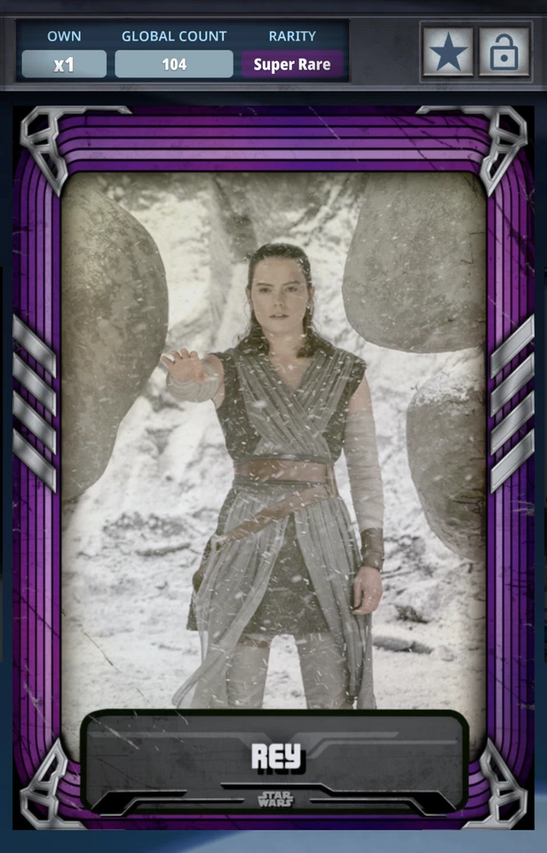 Topps Star Wars Card Trader 2020 Galaxy Greatest TLJ Purple Rey 104cc SR - Image 1 of 2