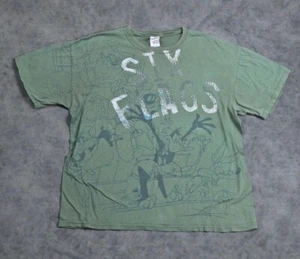 Vintage Six Flag Shirt Size XL Green Looney Toons Cartoon Promo Tee - Picture 1 of 4