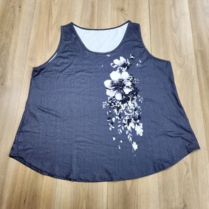 Womens Plus Sz 5X Tank Top, Casual Wear, Gray Floral, Unknown Brand - Picture 1 of 10