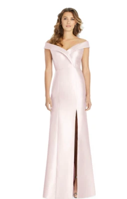 Alfred Sung 14 Formal Rubor Rosa Hombro Descubierto Trompeta Vestido Frontal Abertura D760 Nuevo con Etiquetas Foto 1 de 4