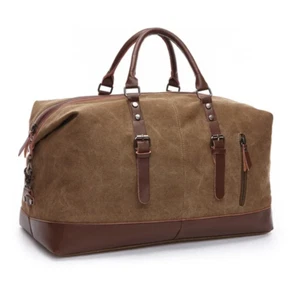 Mens Canvas Travel Holdall 52cm Carry On Overnight Bag Shoulder Duffel Luggage - Picture 1 of 13