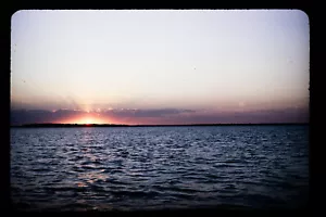 1970 35mm Color Slide Photo Bright Sunset View Lake Boat Waves Sky Vintage 1H2 - Picture 1 of 1