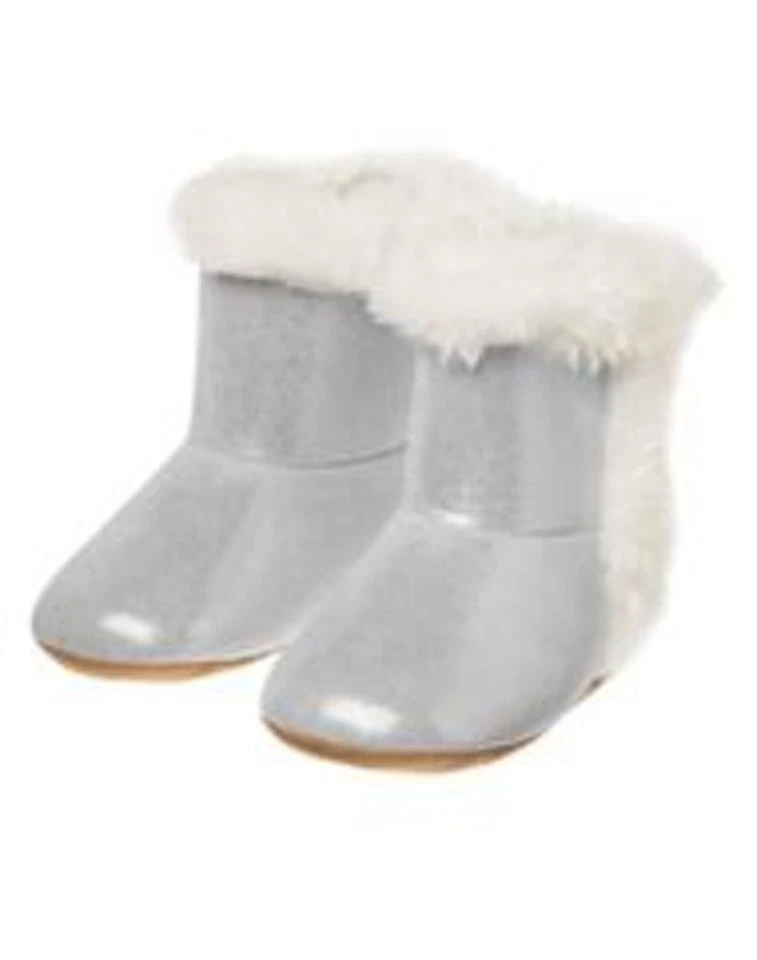 Gymboree Mouse and Moose Silver glitter booties size 01 NWT - Image 1 of 1