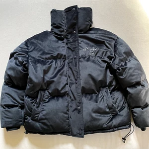 Sean John Missguided Puffer Jacket Women Size 6 Velour Velvet Navy Blue - Picture 1 of 12
