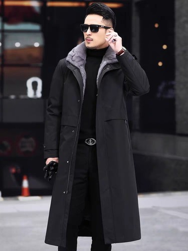 VETEMENTS Giacca con cappuccio ispessita pelliccia pezzo unico Overcomes da uomo fodera in visone taglia grandi cappotto con cappuccio