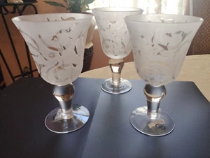 3er Set Michael Weems Elise Muster Kunst Glas Wasserkelche Signiert 8"25 Neu - Bild 1 von 23