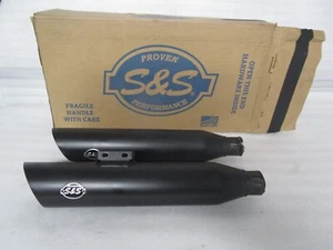 18-22 Harley Davidson M-8 Softail S&S Slash Cut Slip-On Mufflers BLACK - Picture 1 of 15