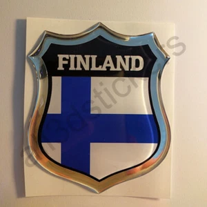 Aufkleber Finnland Kfz-Aufkleber Emblem Flagge 3D Fahne Harz Gewölbt - Picture 1 of 3