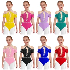 Kids Girls Leotard Ballerina Dancewear Figure Skating Bodysuit Workout Costume - Picture 1 of 75
