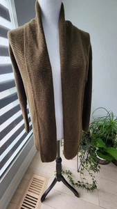 NEW Nordstrom Signature Sz S Ribbed Knit Open Front Cashmere Cardigan Green - Picture 1 of 10