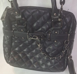 Steve Madden Signature Quilted Shoulder Handbag Crossbody Bag Purse Black - Picture 1 of 15